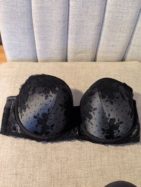 Torrid Black Strapless Lace-Print Push-Up Bra Size 40DDD